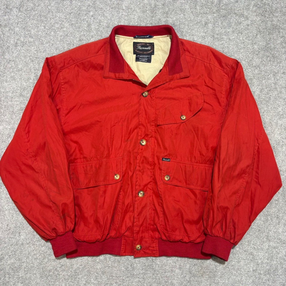 Faconnable Albert Goldberg Mens Red Bomber Jacket Full Zip Button Front Large